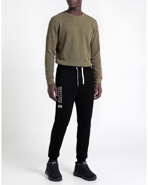 Alpha Industries Black Pants Cotton, Polyester for men