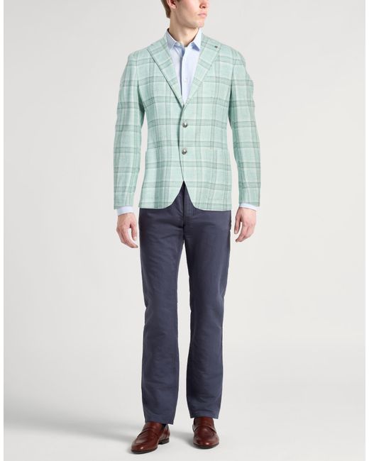 Tagliatore Green Blazer Linen, Cotton for men