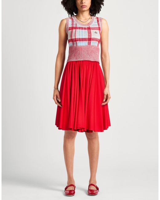 AMI Red Midi Skirt Virgin Wool