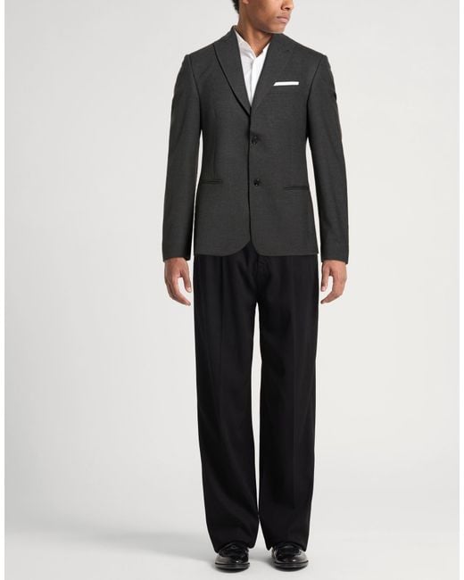 Daniele Alessandrini Black Blazer Polyester, Viscose, Elastane for men