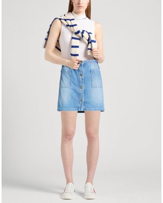 Versace Blue Denim Skirt Cotton