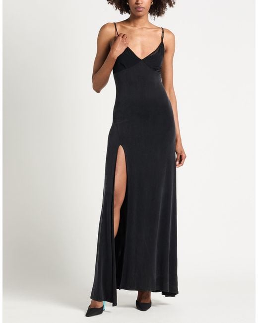 Versace Jeans Couture Black Maxi Dress Cupro, Elastane, Polyamide