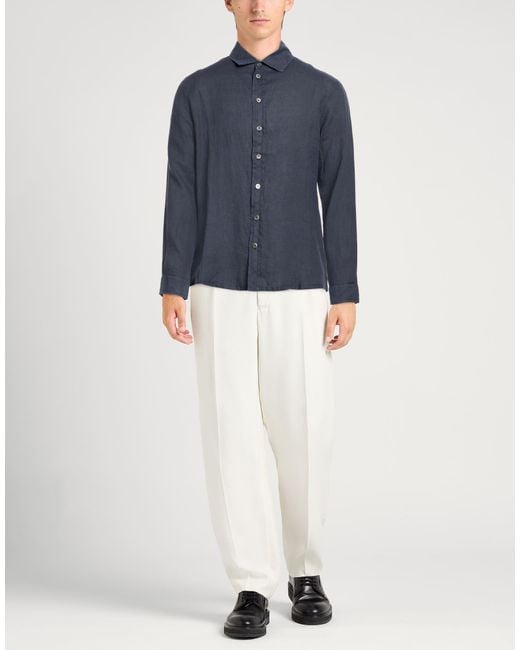 Alpha Studio Blue Midnight Shirt Linen for men
