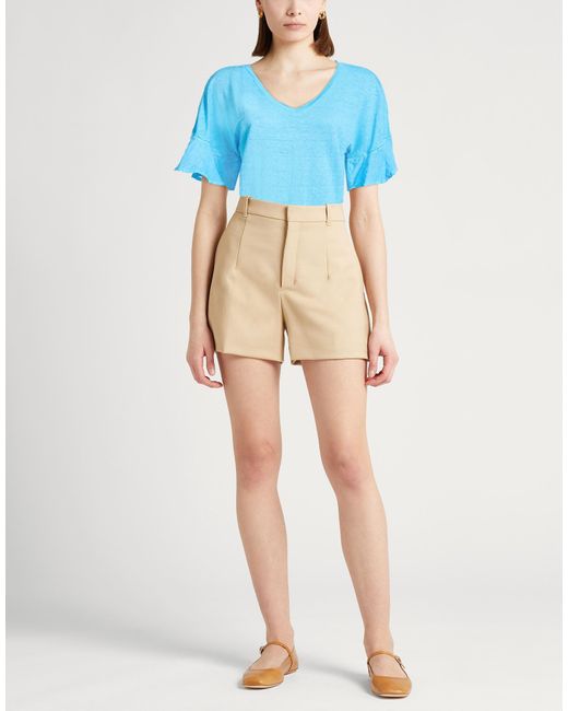 120% Lino Blue Azure T-Shirt Linen