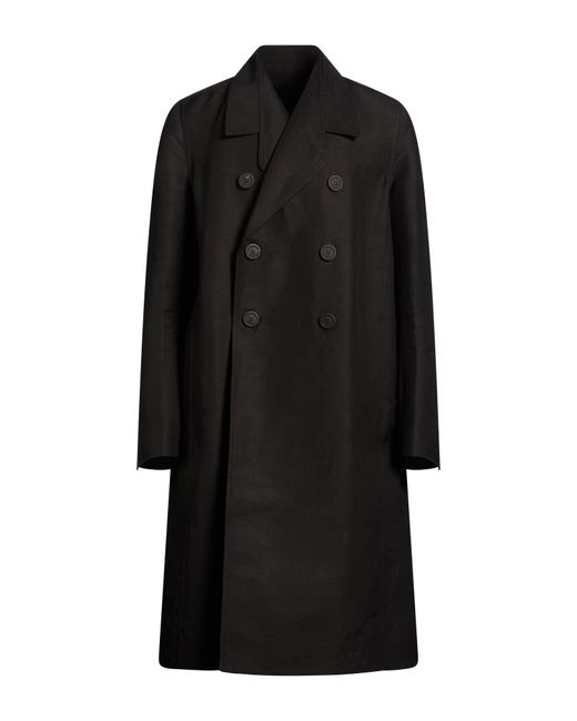 Rick Owens Black Overcoat & Trench Coat Cotton, Viscose, Polyester for men