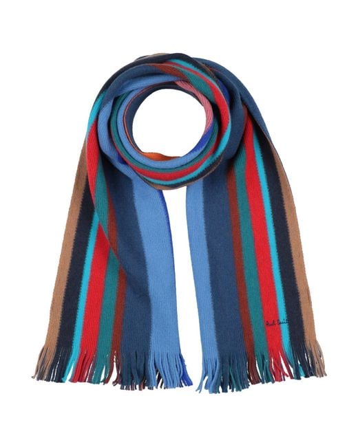 Paul Smith Blue Scarf Virgin Wool