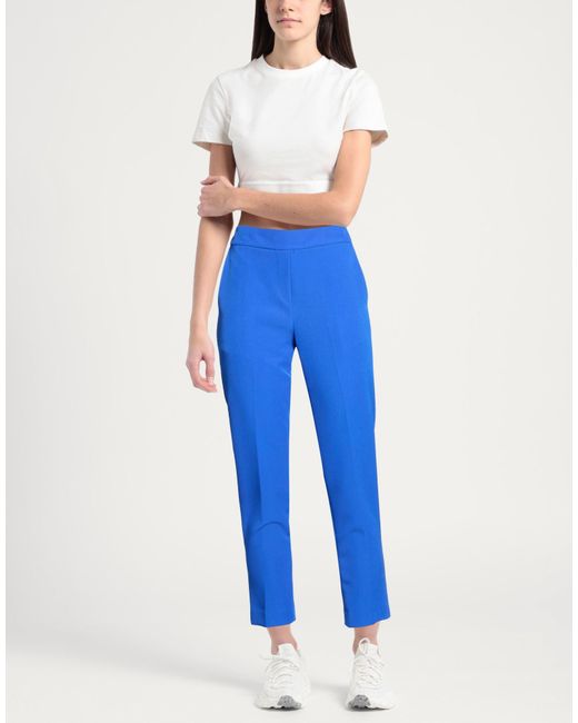 LANACAPRINA Blue Bright Pants Polyester, Elastane