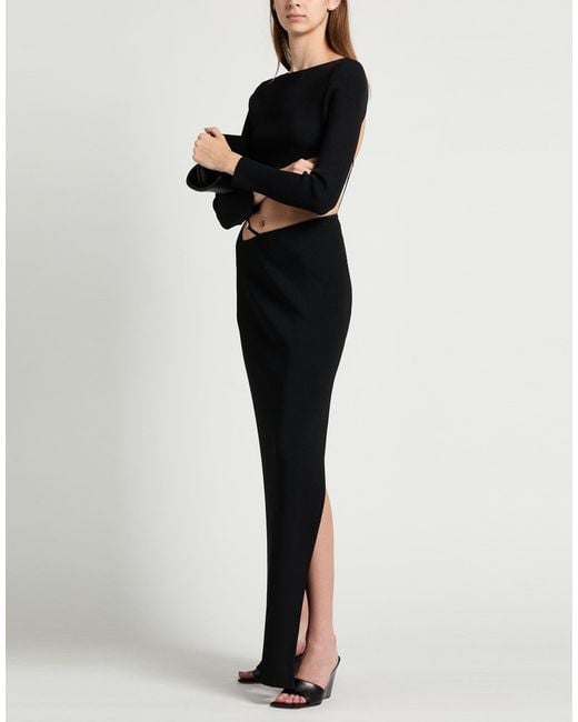 Gcds Black Ribbed Cutout Viscose Maxi Dress