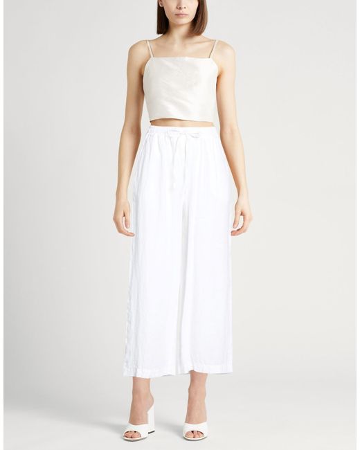 120% Lino White Pants Linen