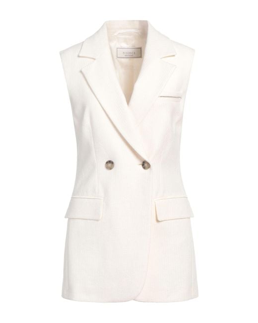 Peserico White Blazer Cotton, Linen, Polyamide, Elastane