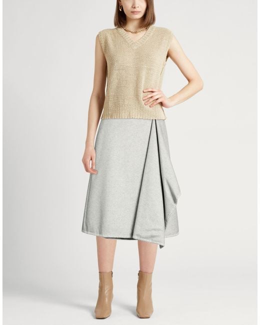 Agnona Gray Midi Skirt Silk, Cashmere