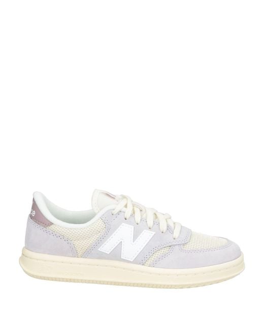 New Balance White T500 Sneakers Leather, Textile Fibers
