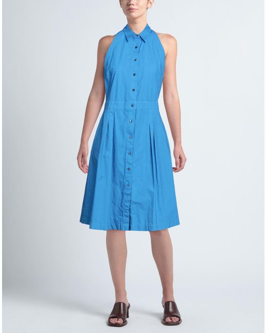 HER SHIRT HER DRESS Blue Midi Dress