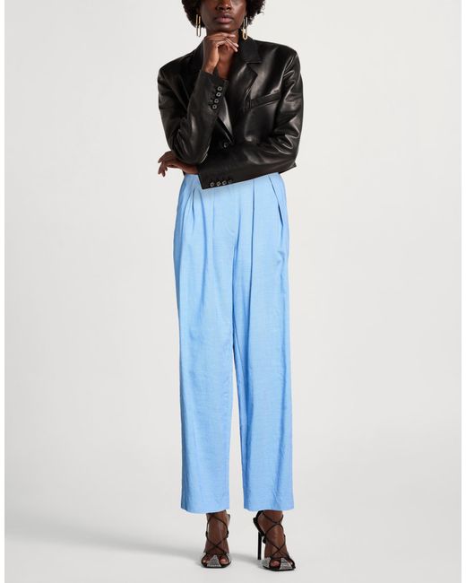 Maje Blue Light Pants Viscose, Polyester, Elastane