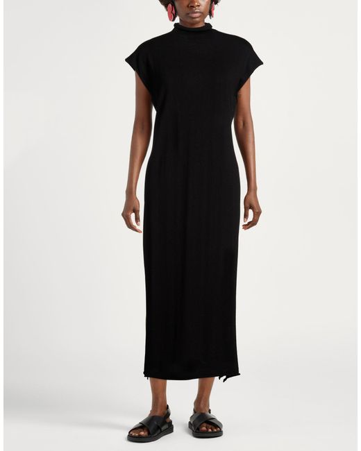 Alpha Studio Black Midi Dress Merino Wool