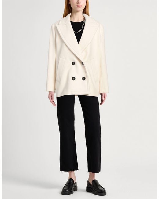 MAX&Co. Natural Ivory Coat Virgin Wool, Polyamide