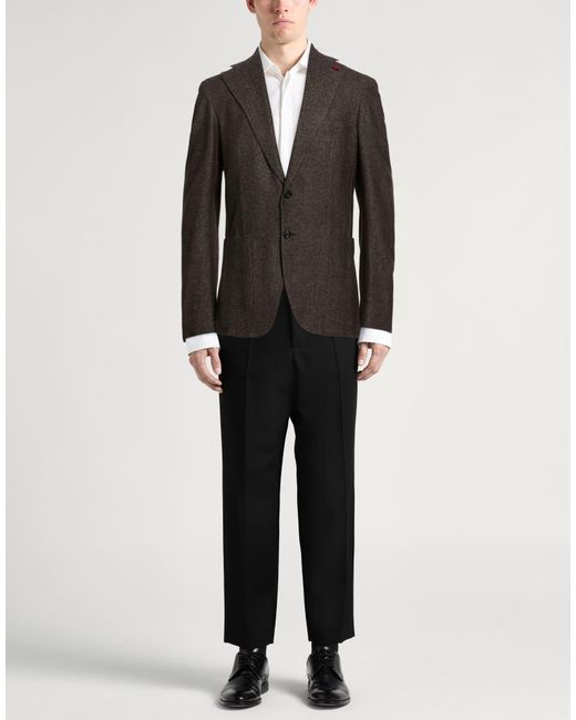 Isaia Black Blazer Wool, Cotton for men