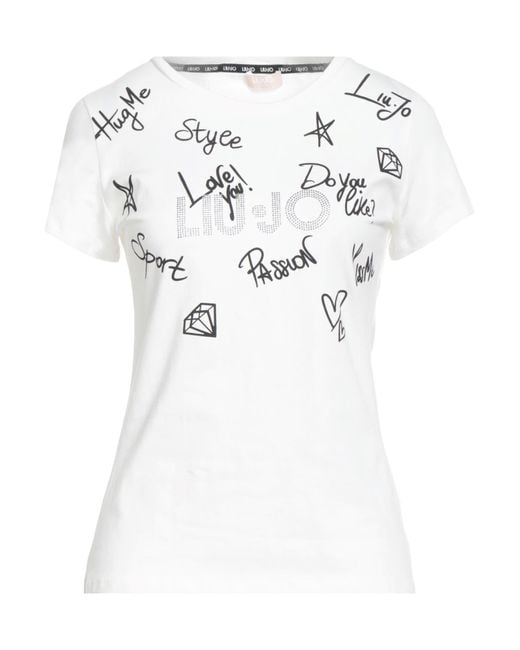 Liu Jo White T-Shirt Cotton, Elastane