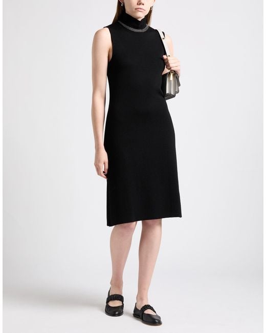 Purotatto Black Midi Dress Merino Wool