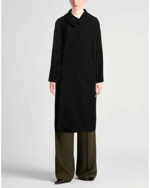 Y's Yohji Yamamoto Black Coat Wool, Polyester, Acrylic, Nylon