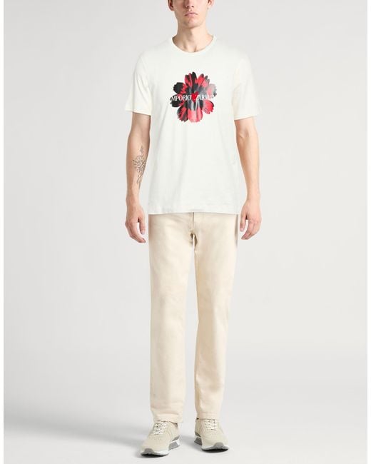 Emporio Armani White Ivory T-Shirt Cotton for men