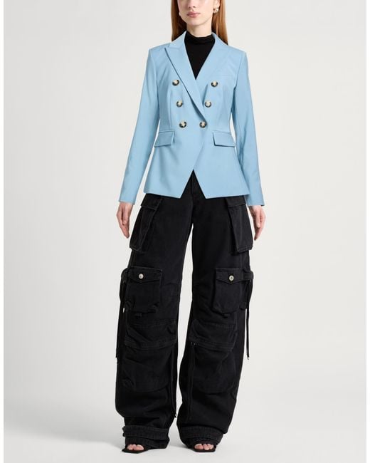 Veronica Beard Blue Blazer Wool, Polyamide, Elastane
