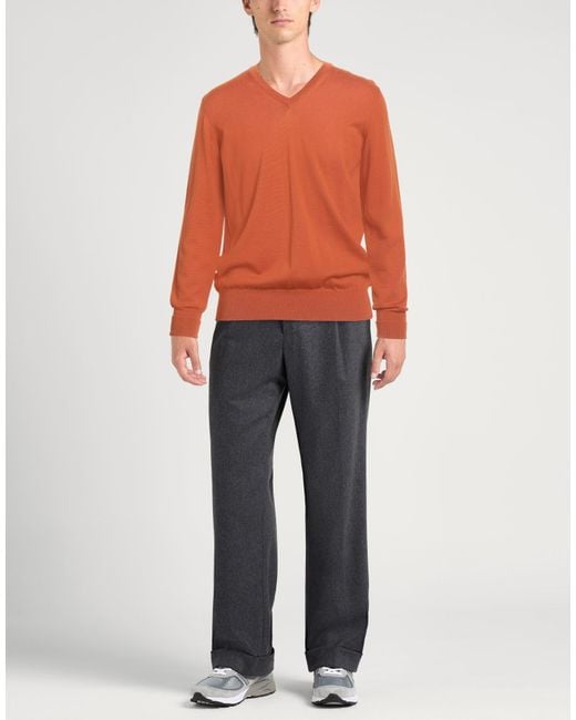 Alpha Studio Orange Sweater Merino Wool for men
