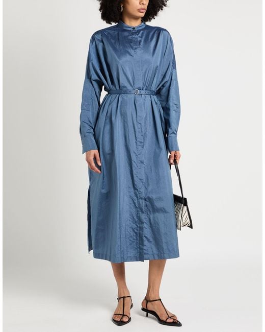 Jil Sander Blue Light Midi Dress Polyamide, Silk