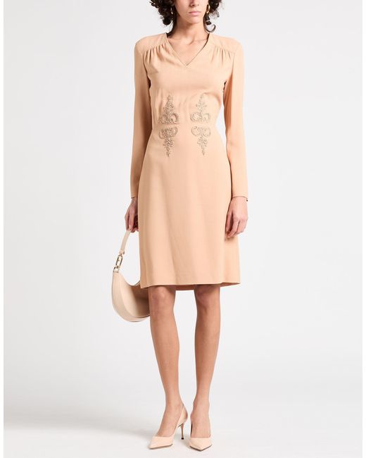 Boutique Moschino Natural Camel Midi Dress Acetate, Viscose