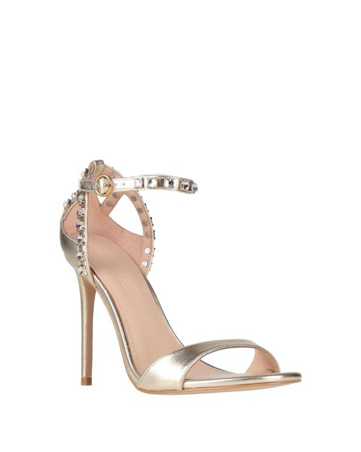 Pinko Metallic Platinum Sandals Leather