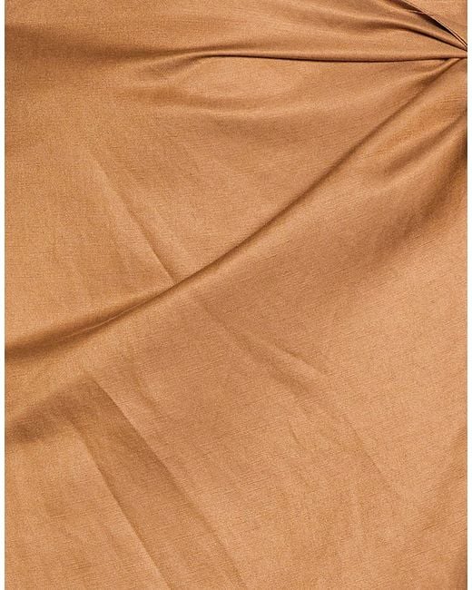 Max Mara Brown Camel Midi Skirt Linen, Silk