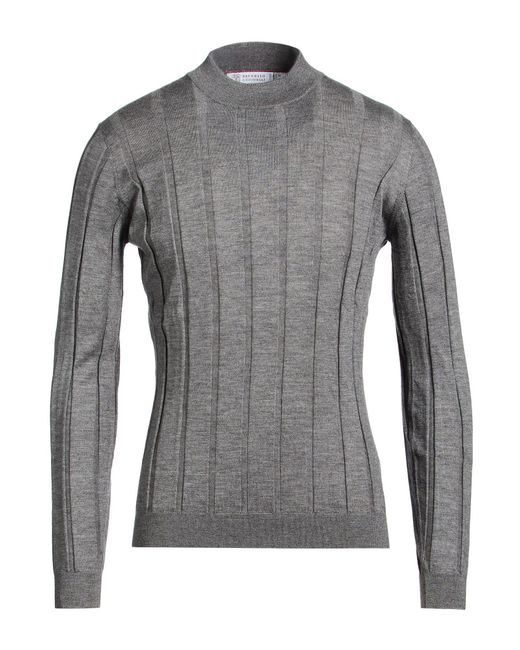 Brunello Cucinelli Gray Sweater Cashmere, Silk for men
