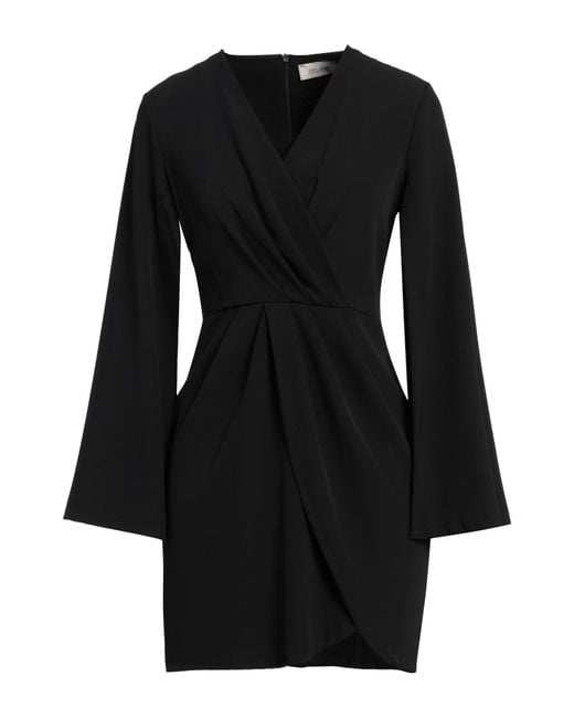 Motel Black Mini Dress Polyester, Elastane