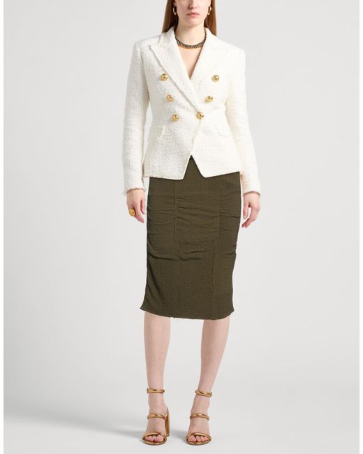 Tom Ford Green Military Midi Skirt Viscose, Elastane