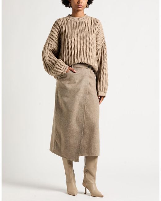 Brunello Cucinelli Natural Midi Skirt Virgin Wool