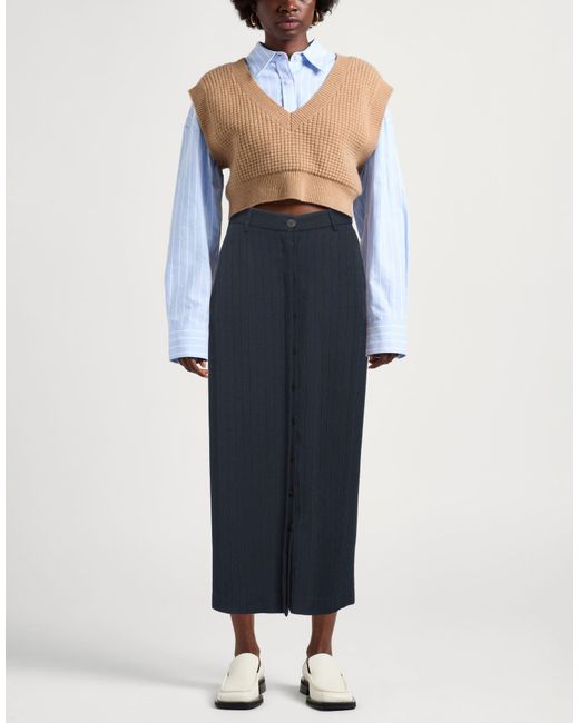 Momoní Blue Midi Skirt Viscose, Wool