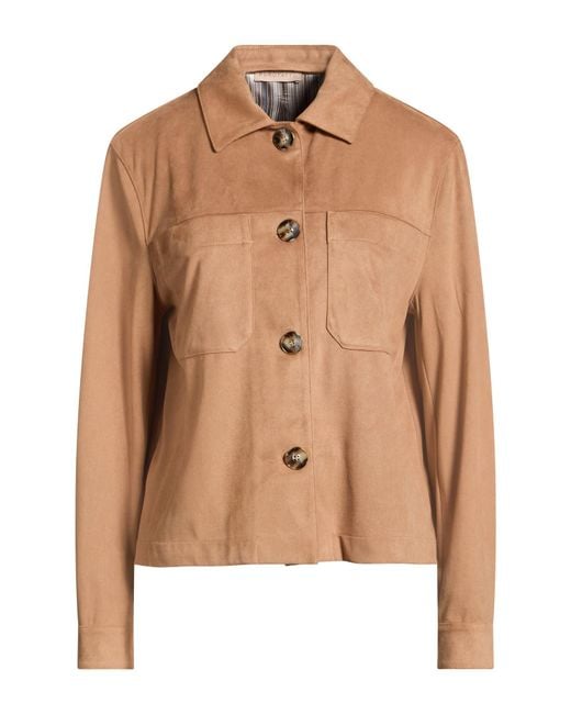 Purotatto Brown Camel Jacket Polyester, Elastane