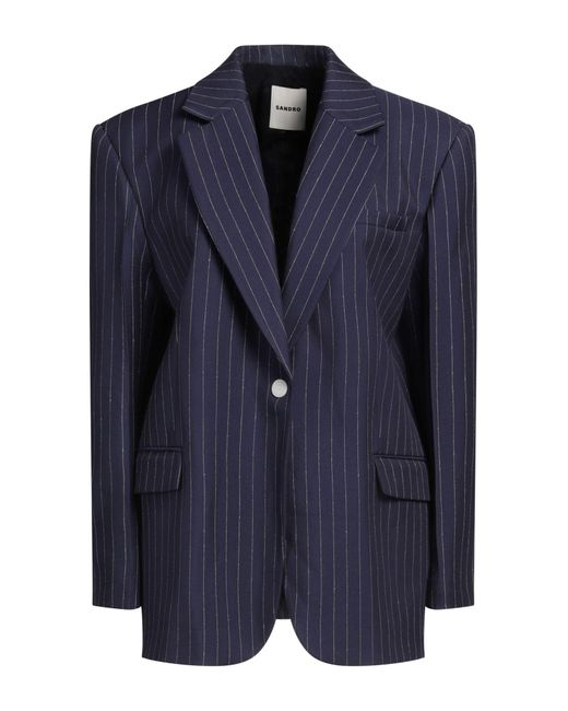 Sandro Blue Blazer Viscose, Polyamide