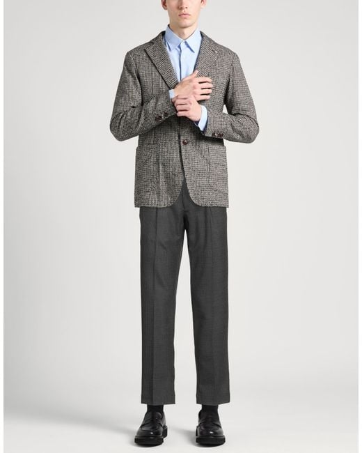 Santaniello Gray Charcoal Pants Wool, Polyester, Elastane for men