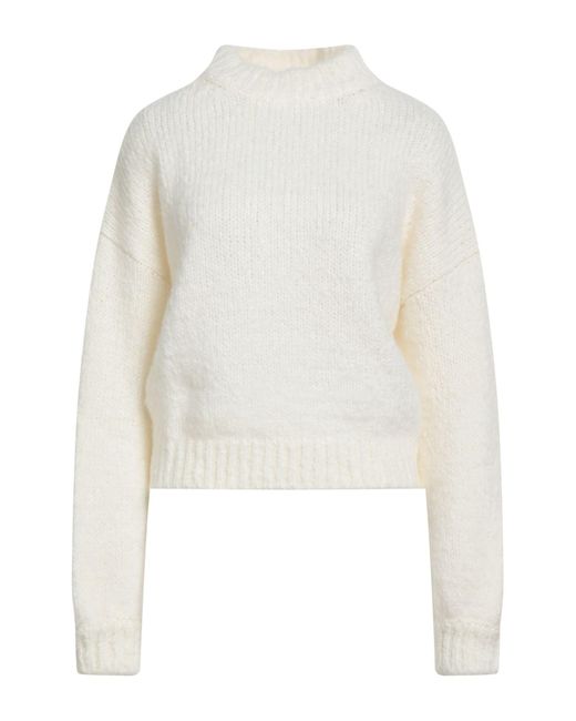 Soallure White Turtleneck Acrylic, Mohair Wool, Wool, Polyamide