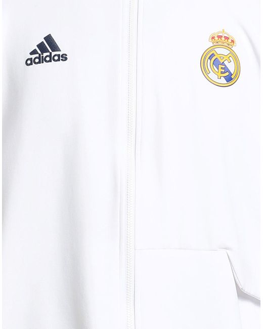 Adidas White Sweatshirt Cotton, Recycled Polyester for men