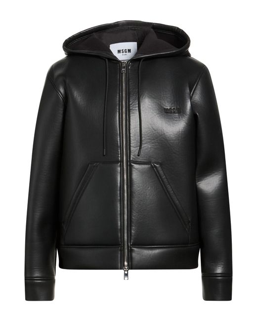 MSGM Black Jacket Polyester, Polyurethane, Cotton, Elastane for men