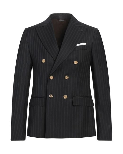 Daniele Alessandrini Black Blazer Polyester, Viscose for men