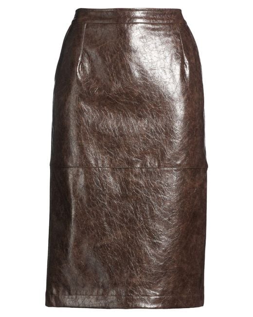 ViCOLO Brown Dark Midi Skirt Polyester, Polyurethane