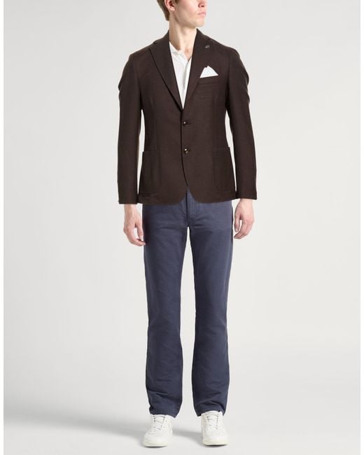 Daniele Alessandrini Brown Dark Blazer Polyester, Wool for men