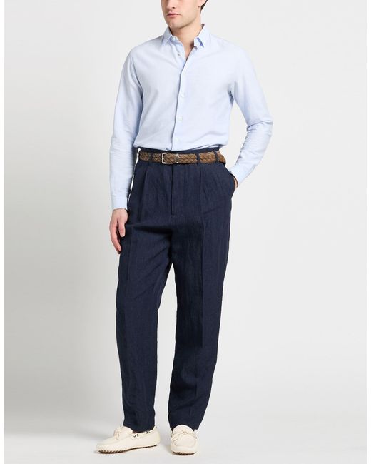Brunello Cucinelli Blue Pants Linen for men