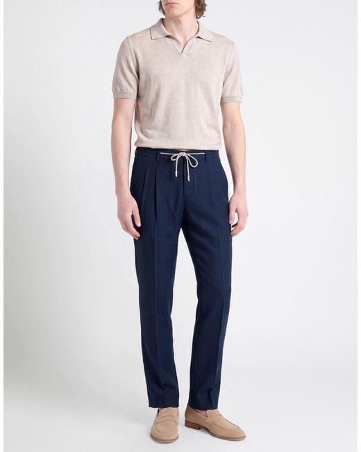 Eleventy Blue Pants Linen, Wool, Silk, Elastane for men