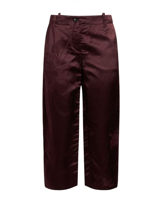 Masnada Purple Burgundy Pants Viscose, Linen