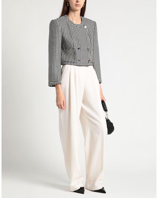 Sandro Black Cropped Double-breasted Houndstooth Tweed Jacket