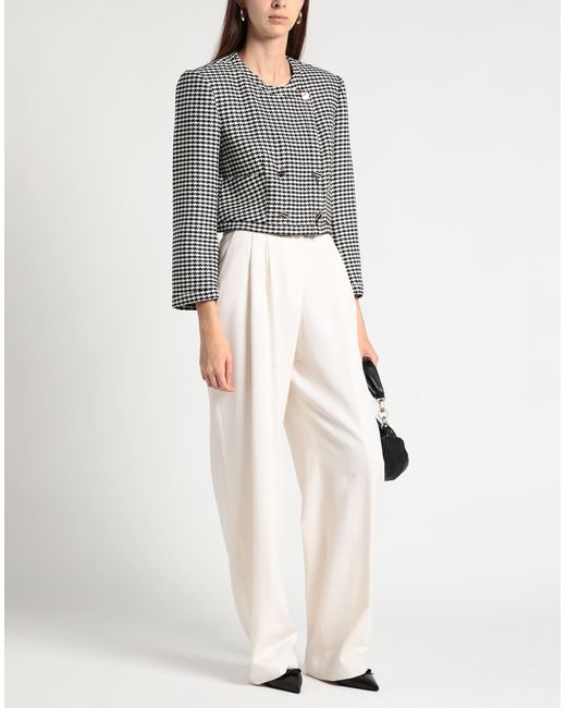 Sandro Black Cropped Double-breasted Houndstooth Tweed Jacket
